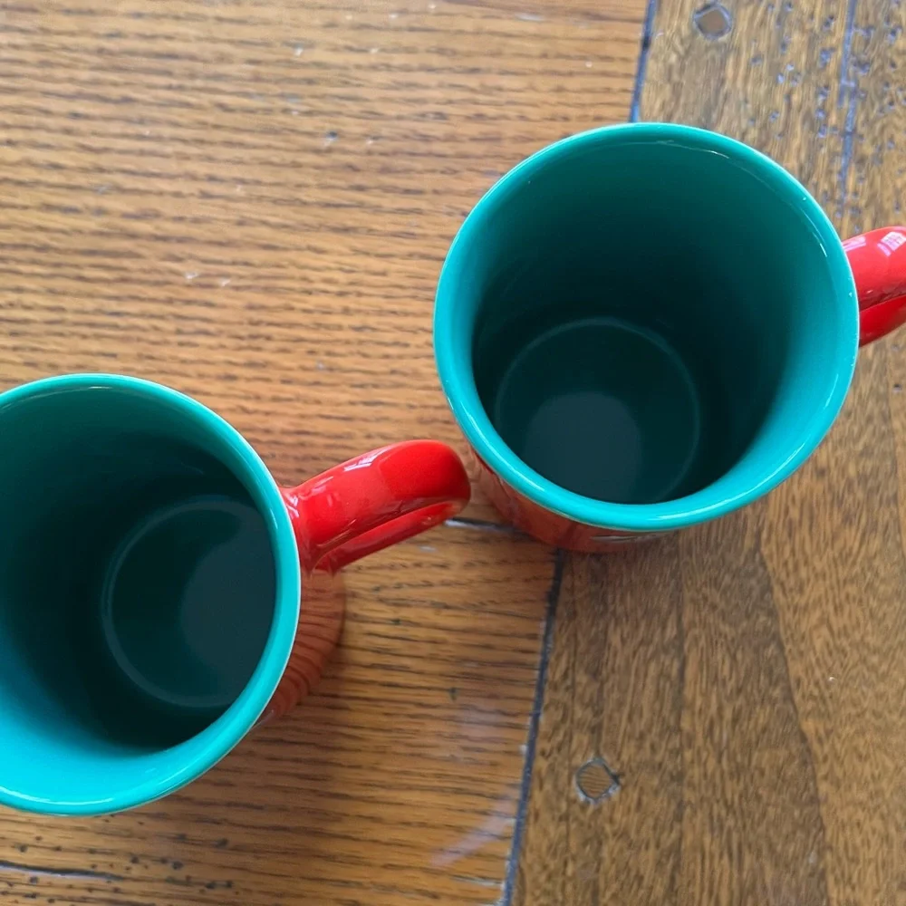 Starbucks Red Ceramic Mugs Holiday  - Pair - Picture 4 of 6